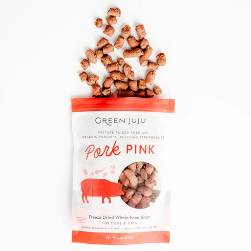 Green Juju Whole Food Bites Freed Dried Dog & Cat Food Topper - Pork Pink - 3oz Pouch