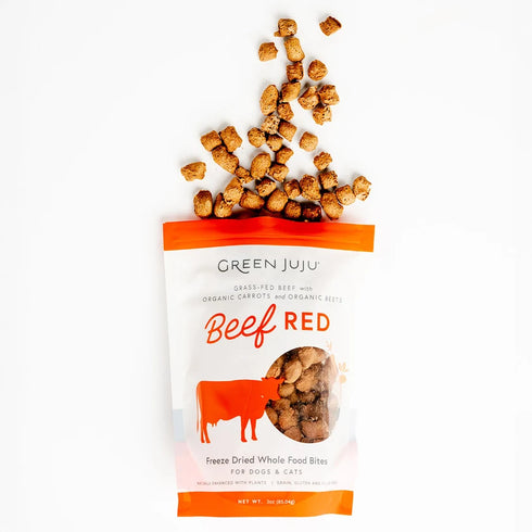 Green Juju Freeze Dried Raw Dog Treat & Topper - Beef Red - 3oz Bag