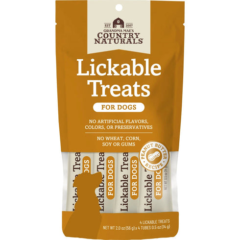 Grandma Mae's Country Naturals Lickable Dog Treats - Peanut Butter - 4 Pack