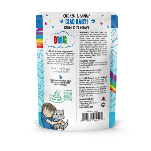 BFF OMG Wet Cat Food - Chicken & Shrimp Ciao Baby! - 2.8oz Pouch