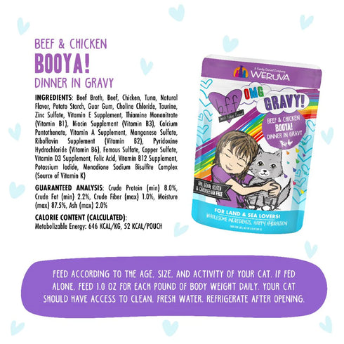 BFF OMG Wet Cat Food - Beef & Chicken Booya! - 2.8oz Pouch