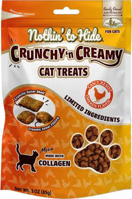 Nothin' To Hide Collagen Crunchy Cat Treats - Chicken - 3oz Pouch
