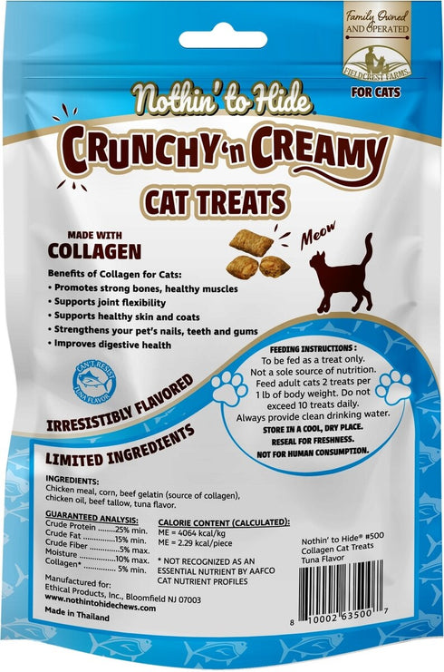 Nothin' To Hide Collagen Crunchy Cat Treats - Tuna - 3oz Pouch