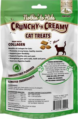 Nothin' To Hide Collagen Crunchy Cat Treats - Catnip - 3oz Pouch
