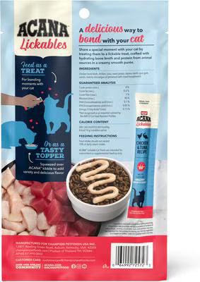 Acana Lickables Cat Treats - Chicken & Tuna - 5 2.5oz Sticks
