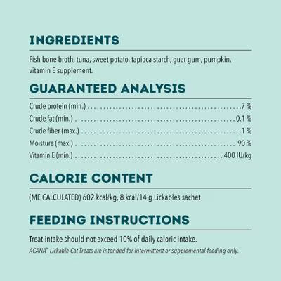 Acana Lickables Cat Treats - Tuna - 5 2.5oz Sticks