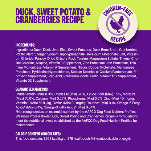Wellness Protein Bowls Wet Dog Food - Duck, Sweet Potato, & Cranberry - 6.2oz Pouch