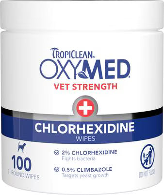 Tropiclean OxyMed D/C Chlorhexidine Wipes - 100 Count