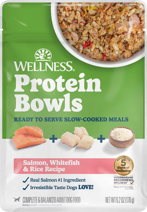 Wellness Protein Bowls Wet Dog Food - Salmon, Whitefish, & Rice - 6.2oz Pouch