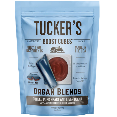 Tucker's Raw Frozen Boost Cubes For Dogs - Pork Heart & Liver - 1lb Bag