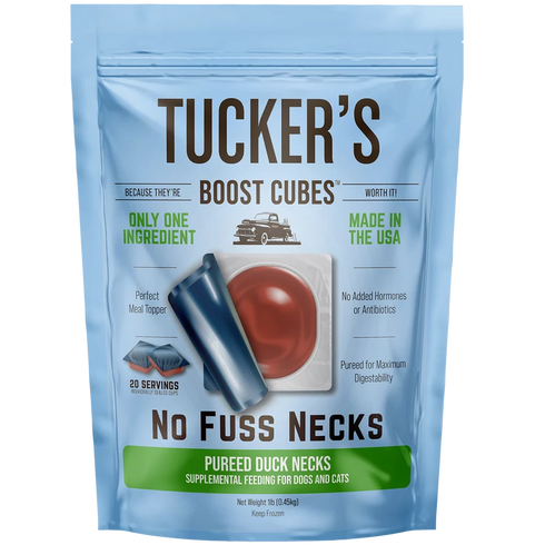 Tucker's Boost Cubes Frozen Raw Dog Food - Duck Necks - 1lb Bag