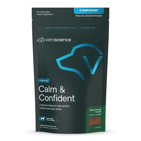 Vetriscience Calm & Confident Calming Dog Supplement Chews - Peanut Butter - 45 Count