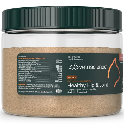 Vetriscience Ultimate Strength Healthy Hip & Joint Cat Supplement - Powder - 3.17oz Tub