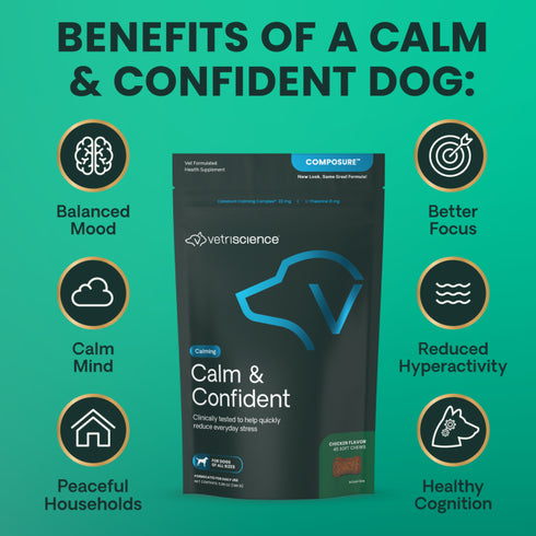 Vetriscience Calm & Confident Dog Supplement Chews - 45 Count