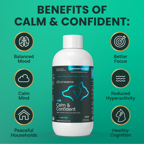Vetriscience Calm & Confident Liquid Supplement For Dogs & Cats - 8oz Btotle