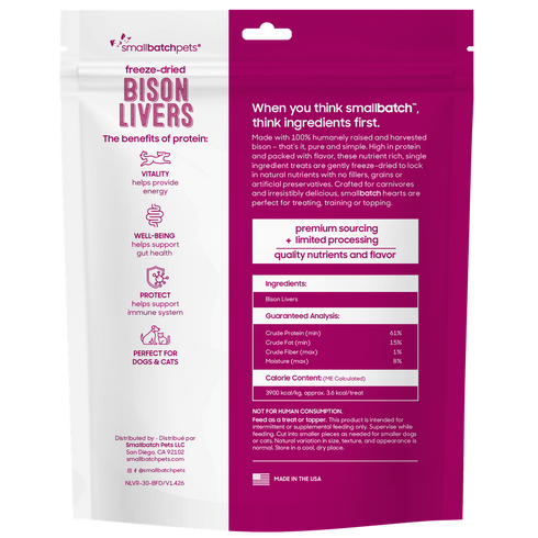smallbatch Freeze Dried Cat & Dog Treats - Bison Liver - 3oz Bag