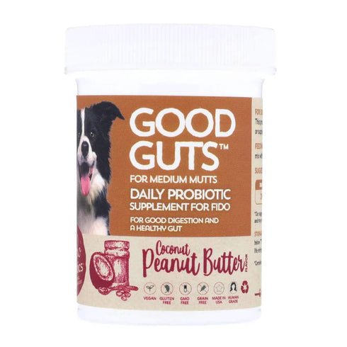Fidobiotics Good Guts Probiotics For Medium Dogs - Coconut Peanut Butter - 1.4oz Bottle of Powder