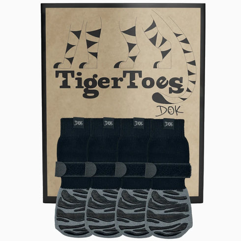 DOK Tiger Toe Non-Slip Dog Socks - Large - Grey