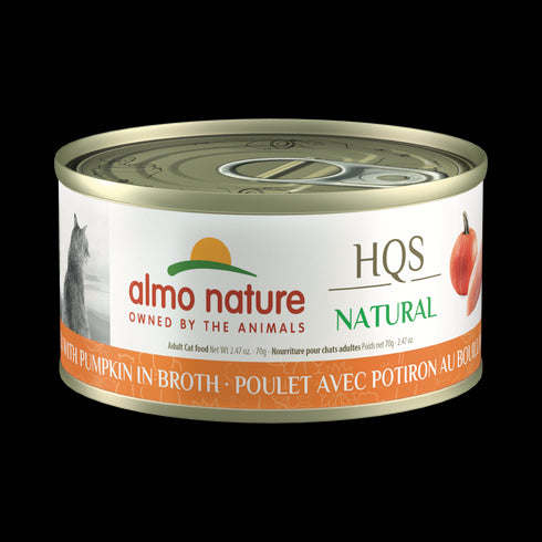Almo Nature HQS Natural Wet Cat Food - Chicken with Pumpkin in Broth - 2.47oz Can