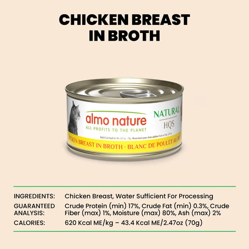 Almo Nature Natural HQS Wet Cat Food - Chicken Breast in Broth - 2.47oz Can