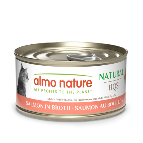 Almo Nature Natural HQS Wet Cat Food - Salmon in Broth - 2.47oz Can