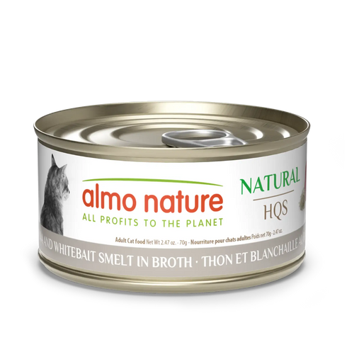Almo Nature Natural HQS Wet Cat Food - Tuna & Whitebait Smelt in Broth - 2.47oz Can