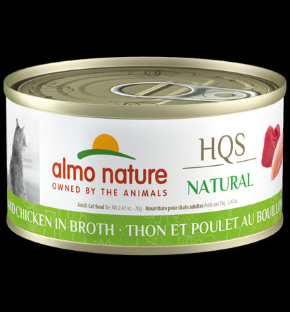 Almo Nature HQS Natural Wet Cat Food - Tuna & Chicken in Broth - 2.47oz Can