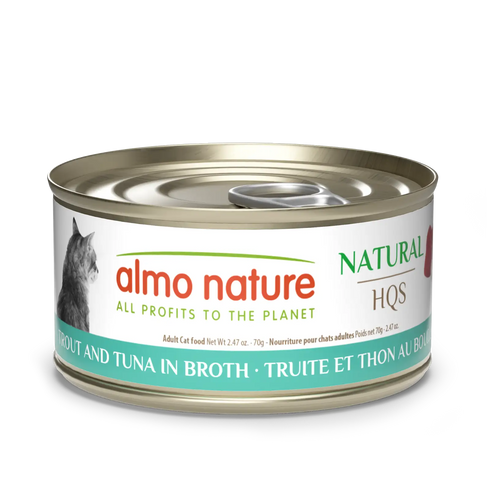 Almo Nature Natural HQS Wet Cat Food - Trout & Tuna in Broth - 2.47oz Can