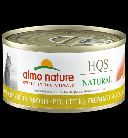 Almo Nature HQS Natural Wet Cat Food - Chicken & Cheese in Broth - 2.47oz Can