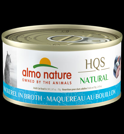 Almo Nature HQS Natural Wet Cat Food - Mackerel in Broth -  2.47oz Can