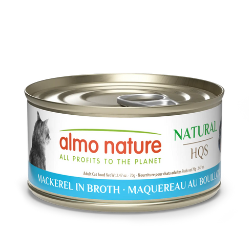 Almo Nature Natural HQS Wet Cat Food - Mackerel in Broth - 2.47oz Can