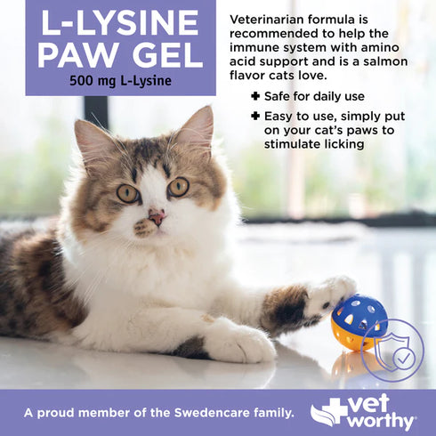 Vet Worthy L-Lysine Paw Gel For Cats - 3oz Tube