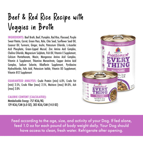 Weruva Awesome Everything Multicare Wet Dog Food - Beef & Red Rice with Veggies - 14oz Can