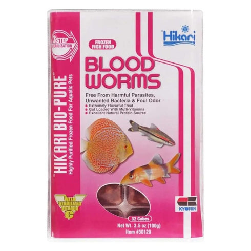 Hikari Frozen Blood Worm Cube Pack Fish Food 3.5oz - Poudre Pet and Feed Supply