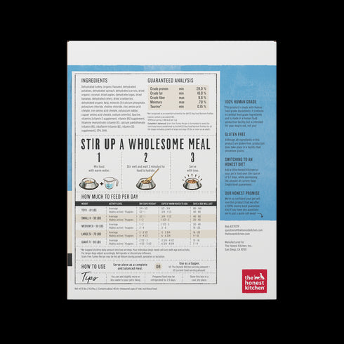 Honest Kitchen Grain Free Turkey Recipe Dehydrated Dog Food 10lb - Poudre Pet and Feed Supply