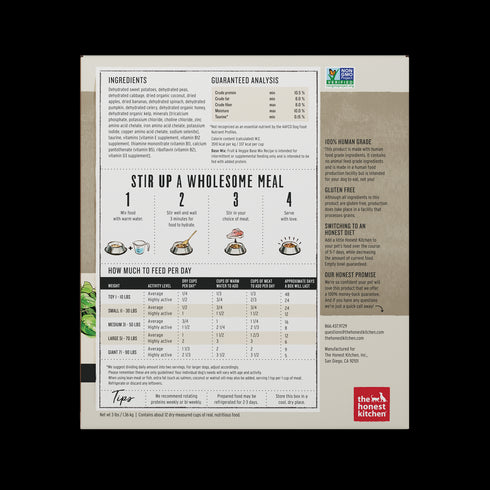 Honest Kitchen Grain Free Base Mix Fruit & Veggie Dry Dog Food 3lb poudrefeed.com 2