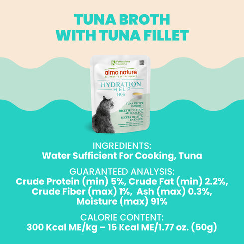 Almo Nature Hydration Help HQS Cat Food Topper - Tuna in Broth - 1.76oz Pouch