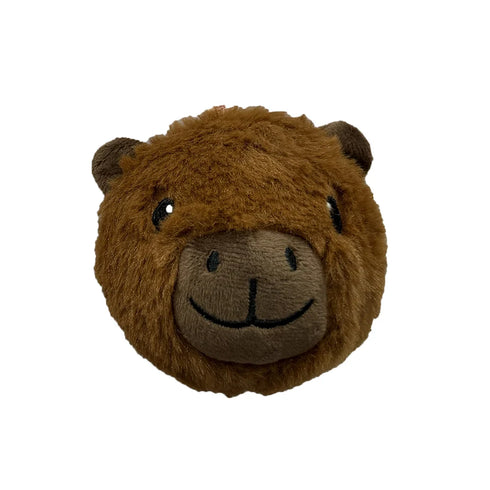Petlou Ez Squeaky Capybara & Highland Cow Ball Dog Toy - Twin Pack - 4"