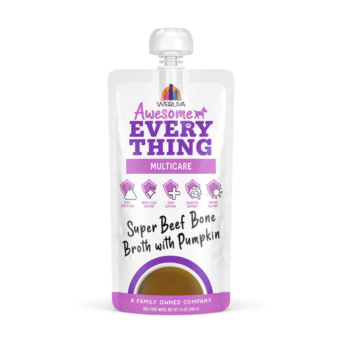 Weruva Awesome Everything Multicare Wet Dog Food Topper - Super Beef Bone Broth with Pumpkin - 7oz Pouch