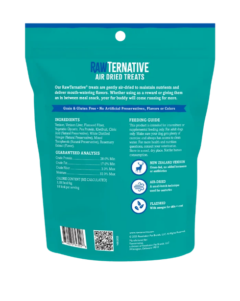 RawTernative Air Dried Dog Treats - Venison & Kiwifruit - 3.5oz Pouch