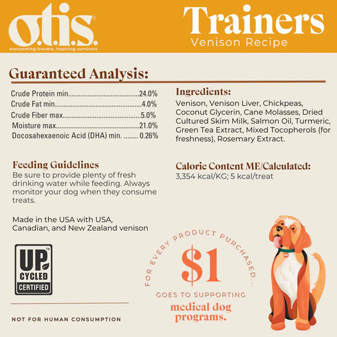 Otis Wild Things Trainers Dog Treats - Venison - 4oz Pouch