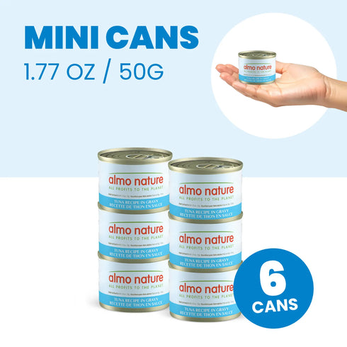Almo Nature HQS Indoor Wet Cat Food - Tuna With Gravy - 6 Pack of 1.76oz Mini Cans
