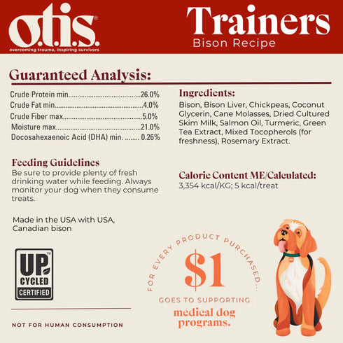 Otis Wild Things Trainers Dog Treats - Bison - 4oz Pouch