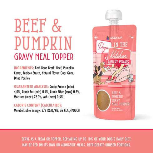 Weruva Dogs In The Kitchen Pantry Pour Wet Dog Food Meal Topper - Beef & Pumpkin in Gravy - 7oz Pouch