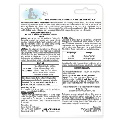 4Paws Healthy Promise Aloe Ear Mite Treatment For Cats - Poudre Pet & Feed Supply 3
