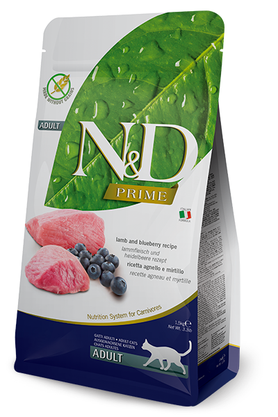 Farmina N&D Prime Grain Free Dry Cat Food - Lamb & Blueberry - 3.3lb Bag