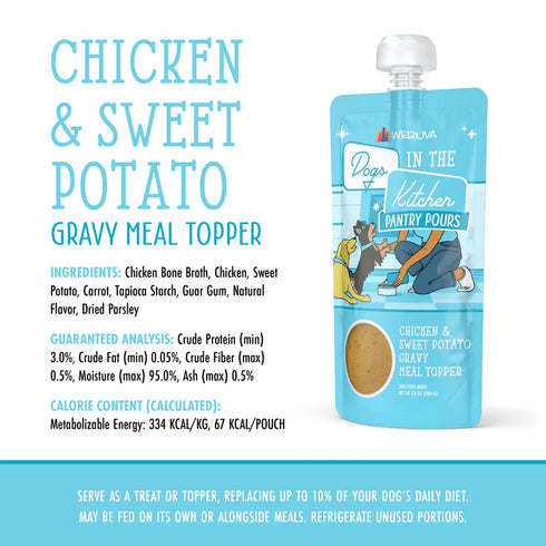 Weruva Dogs In The Kitchen Pantry Pour Wet Dog Food Meal Topper - Chicken & Sweet Potato in Gravy - 7oz Pouch