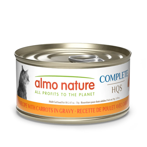 Almo Nature Complete HQS Wet Cat Food - Chicken Recipe w/ Carrots in Gravy - 2.47oz Can