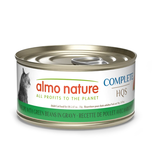 Almo Nature Complete HQS Wet Cat Food - Chicken Recipe w/ Green Beans in Gravy - 2.47oz Can