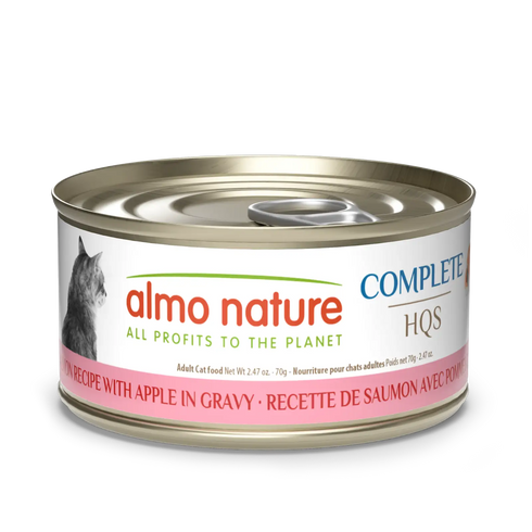 Almo Nature Complete HQS Wet Cat Food - Salmon Recipe w/ Apples in Gravy - 2.47oz Can